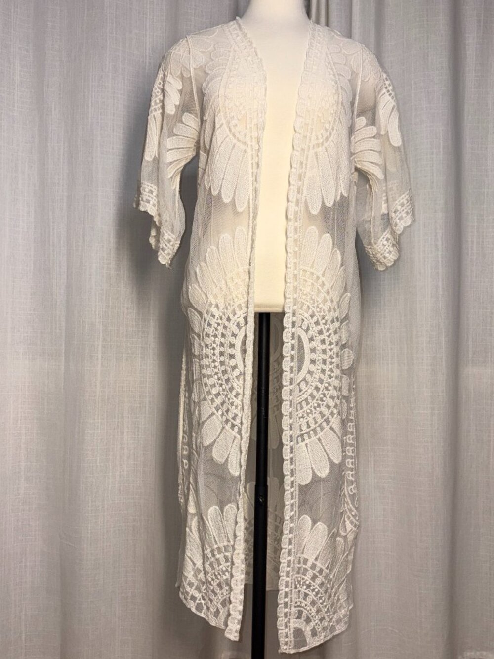 Boho Sheer Open Front Long Cardigan